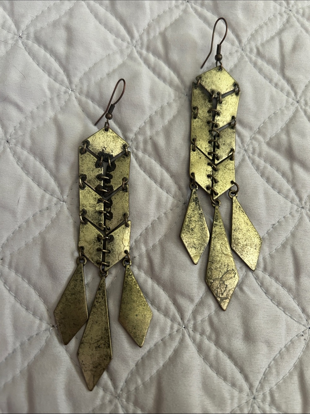 Boho Gold-Tone Geometric Dangle Earrings